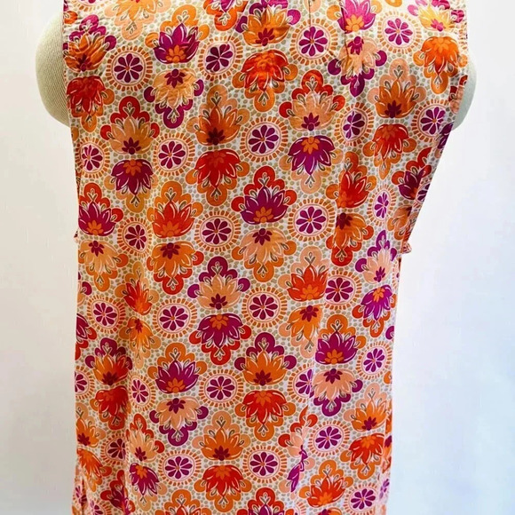 NWT CROFT & BARROW Women Sleeveless Pullover Keyhole Neckline Floral Shirt Sz XL - Picture 7 of 13